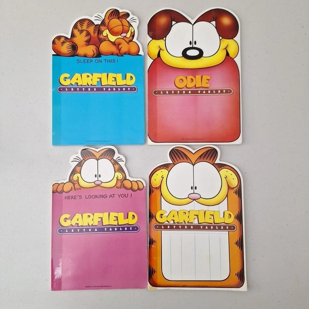 Vintage 1978 Mead GARFIELD & ODIE Letter Tablet Paper Writing Notepad, Set of 4